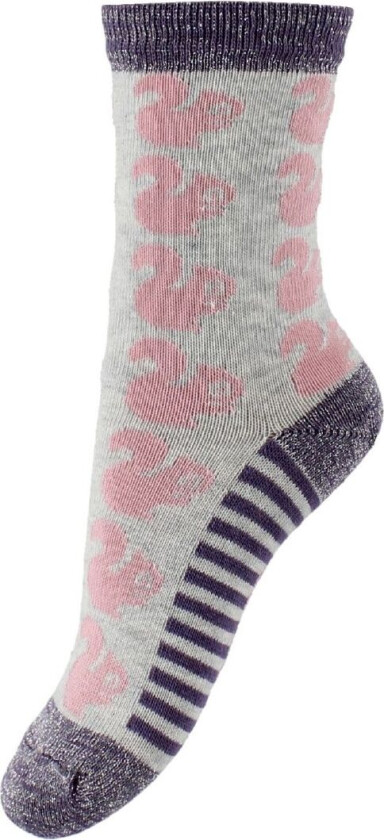 Sokker - Grå Melert/Rosa m. Ekorn - - 15/16 - Sokker