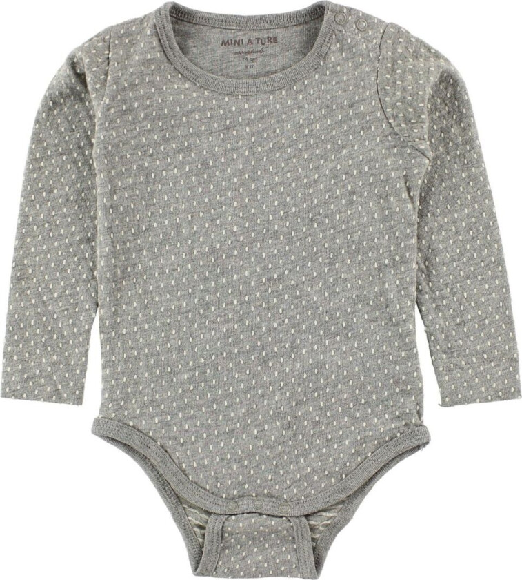 Body L/æ - Grå Melert m. Prikker - - 68 - Langermet Body