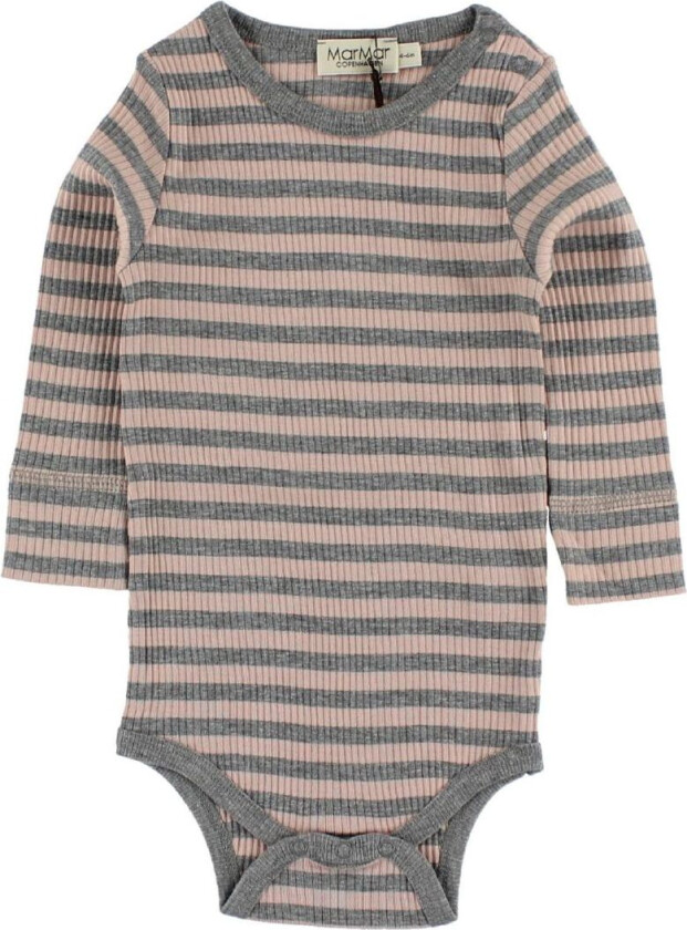 Body - L/Æ - Rosa/Grå Stripet - - 74 - Langermet Body