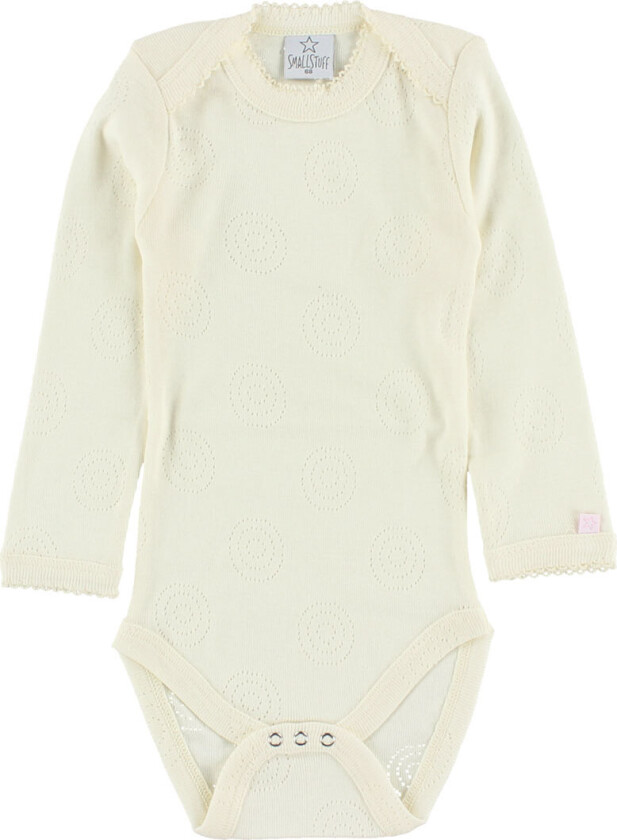 Body - L/Æ - Krem m. Hullmønster - - 56 - Langermet Body
