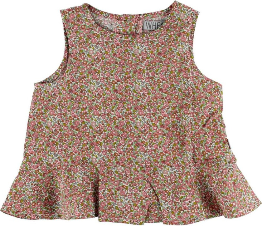 Topp - Hvit m. Røde miniroser - - 6 md - Singlet