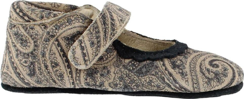 Bilde av Ballerinasko - Beige m. Mønster/Velcro - - 18 - Tøfler