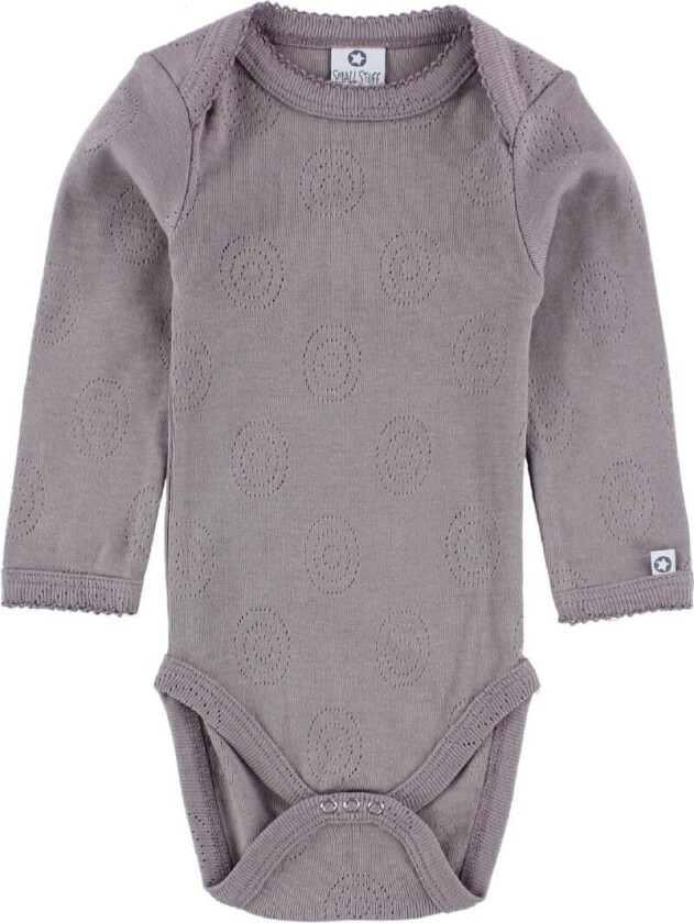 Body L/Æ - Støvet Lilla m. Hullmønster - - 62 - Langermet Body