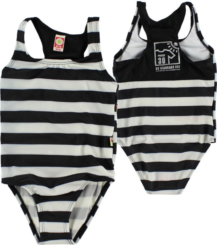 Classics Badedrakt - UV30 - Svart/Hvit Stripet - - 80/86 - Badetøy