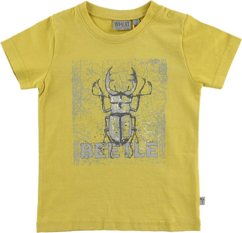 T-skjorte - Støvet Gul m. Bille - - 74 - T-skjorte