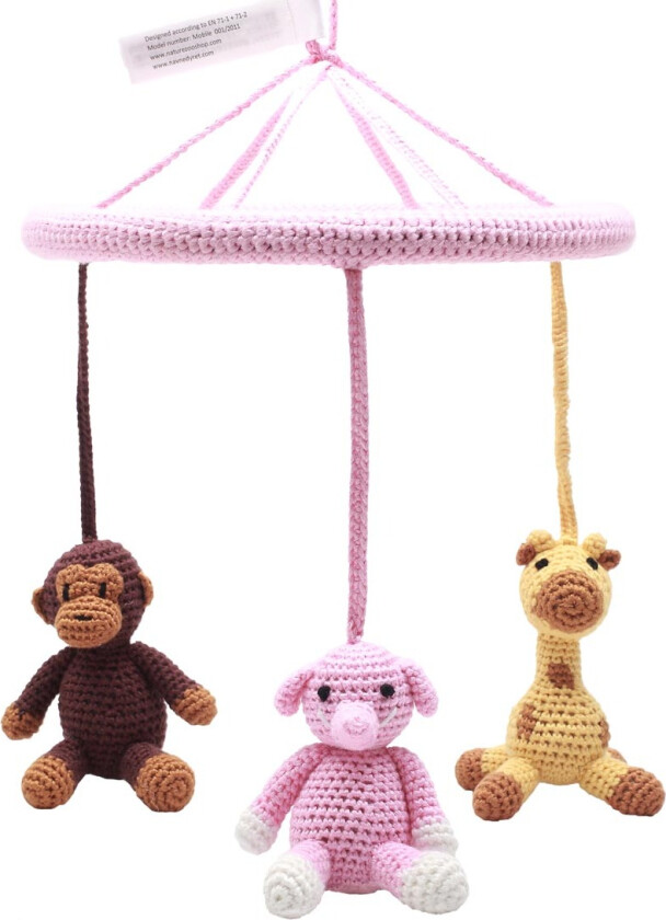 Uro - Lyserød m. Elephant/Sjiraff/Ape - - OneSize - Uro