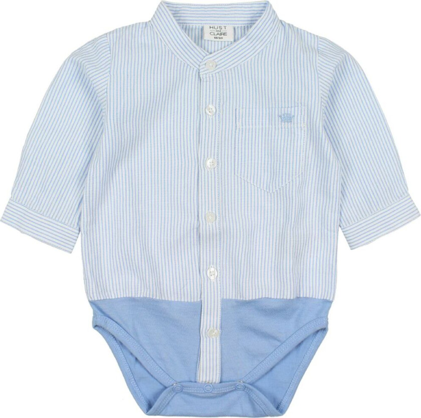 Skjorte L/æ - Blå Stripet - - 1½ år (86) - Langermet Body