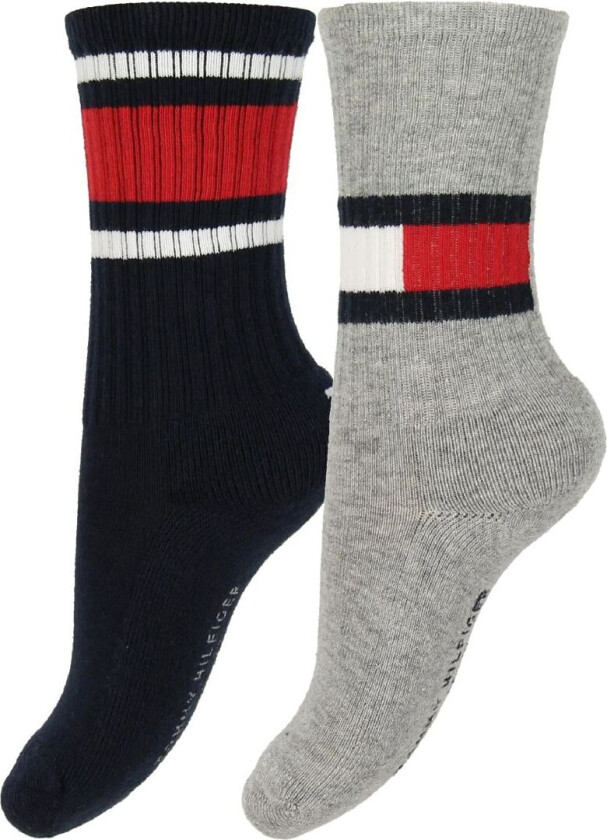 Strømper - 2-pack - Flagg - Navy/Grå - - 35/38 - Sokker