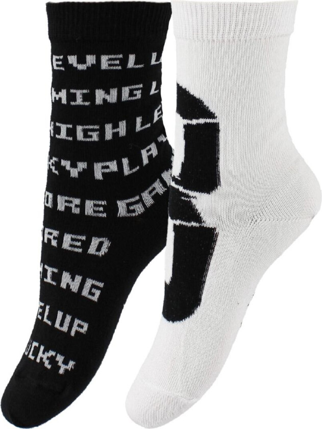 Sokker - 2-pack - Norm - Hvit/Svart m. Tekst - - 17/19 - Sokker