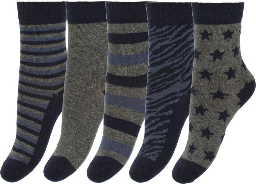 Sokker - 5-pack - Blå/Grå Stripet - - 15/18 - Sokker
