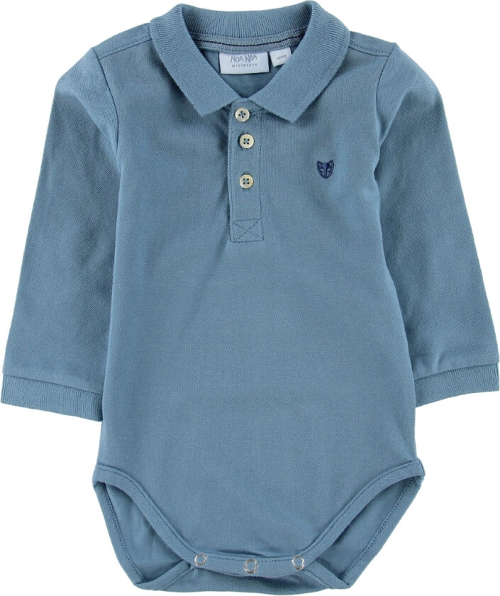 Body L/æ - Støvet Blå m. Krage - - 3 md - Langermet Body