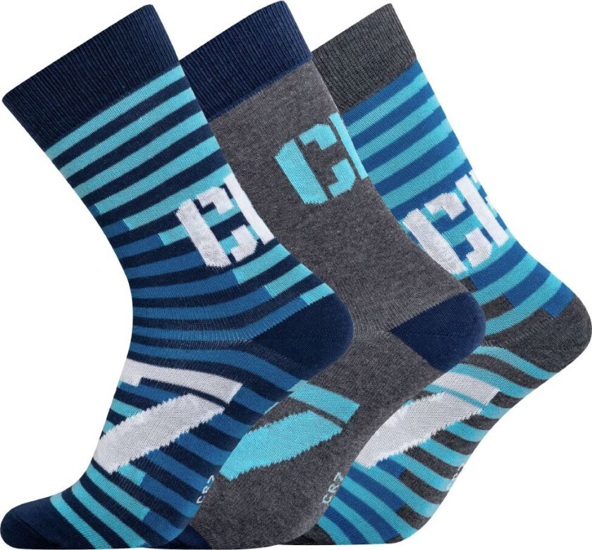 CR7 Sokker - 3-pack - Blå/Grå m. Trykk - JBS - 40/43 - Sokker