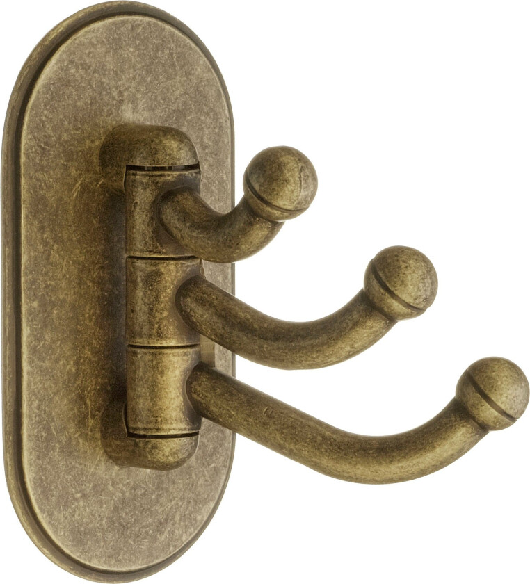 Svingbar Trippelkrok 1123 - Selvklebende Antikk Messing
