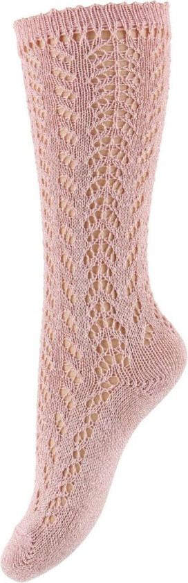 Knestrømper - Strikk - Rosa m. Glitter - - 0-3 md - Sokker