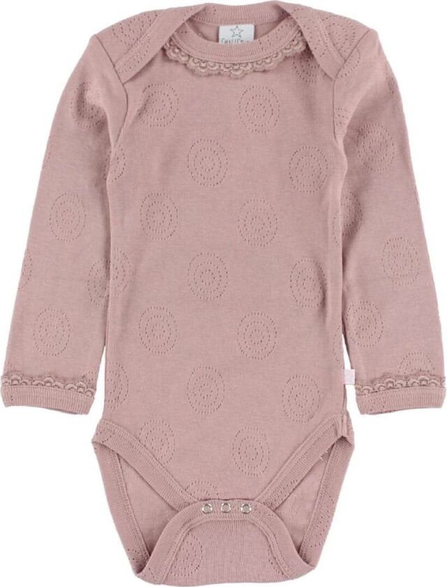 Body - I/e - Pulver m. Hullmønster/Blonderkant - - 68 - Langermet Body