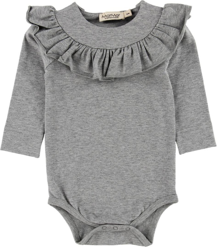 Body L/æ - Bibbi - Jersey - Grå Melert - - 56 - Langermet Body