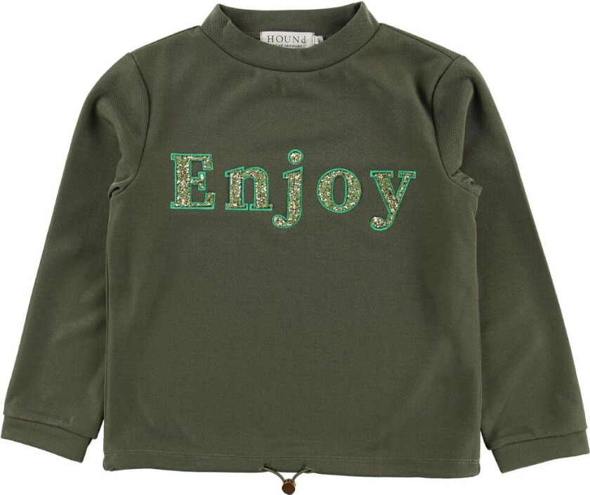 Genser - Army m. Glitterstein/Trykk - - 10 år (140) - Genser