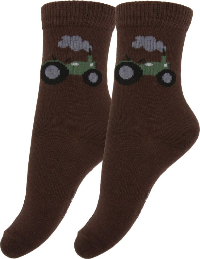 Sokker - 2-pack - Brun m. Traktor - - 17/19 - Sokker