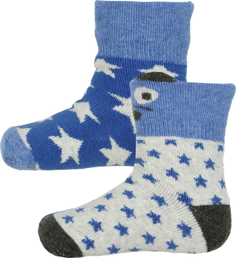 Sokker - 2-pack - Blå/Grå m. Stjerner - - 17/19 - Sokker