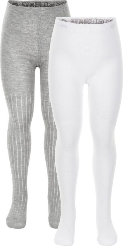 Strømpebukser - 2-pack - Hvit/Grå - - 92/98 - Strømpebukser