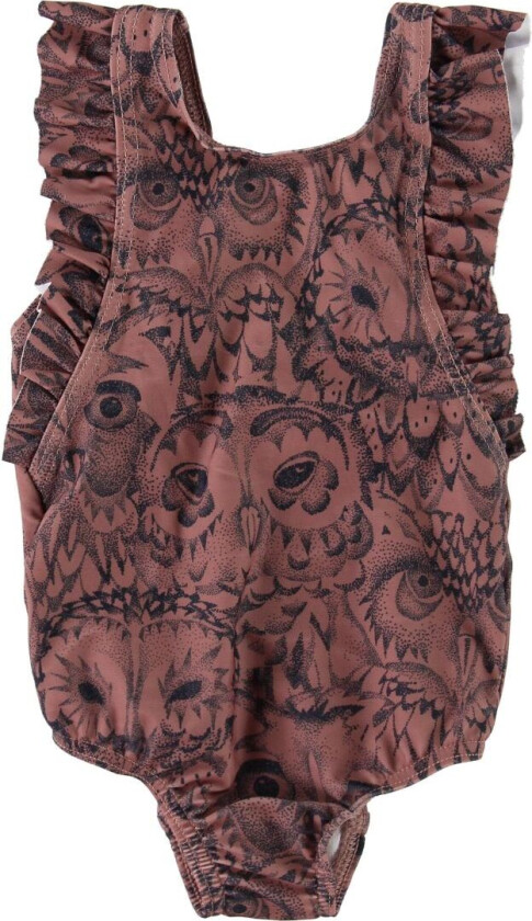 Badedrakt - UV50+ - Ana - Mørkrosa m. Ugler/Volange - - 74 - Badetøy
