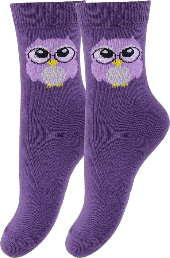 Sokker - 2-pack - Lilla m. Ugle - - 17/19 - Sokker