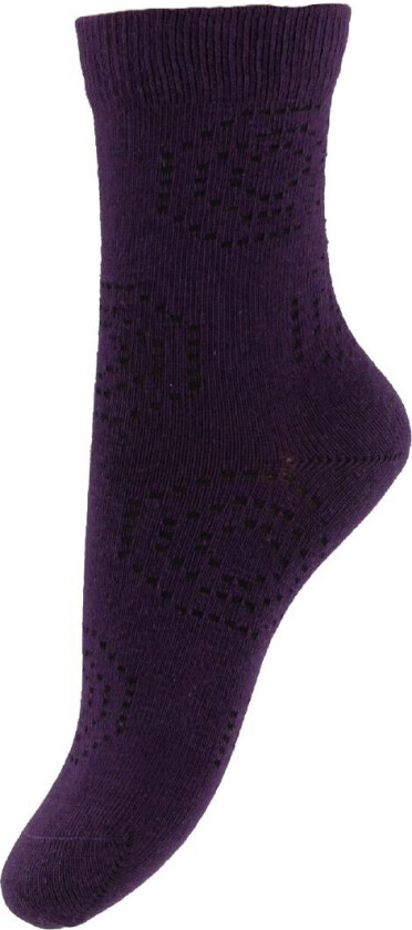 Sokker - Mørk Lilla m. Hullmønster - - 17/19 - Sokker