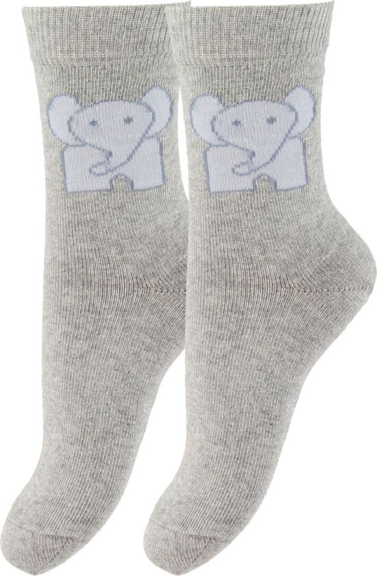 Sokker - 2-pack - Lysegrå m. Elefanter - - 17/19 - Sokker