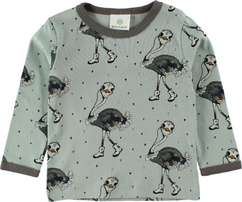 Genser - Støvet Grønn m. Strutser - - 50 - Genser