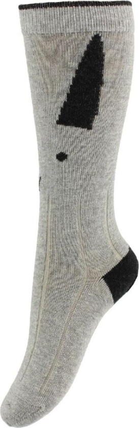 Knestrømper - Grå Melert m. Kaniner - - 17/18 - Sokker