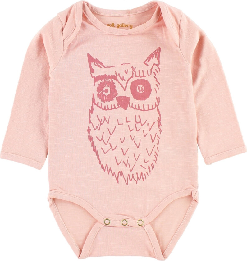 Body L/æ - Bob - Rosa m. Ugle - - 68 - Langermet Body