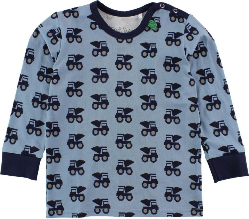 Genser - Støvet Blå m. Bulldozer - - 68 - Genser