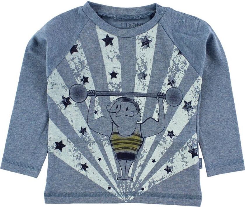 Genser - Blå Melert m. Vektløfter - - 50 - Genser