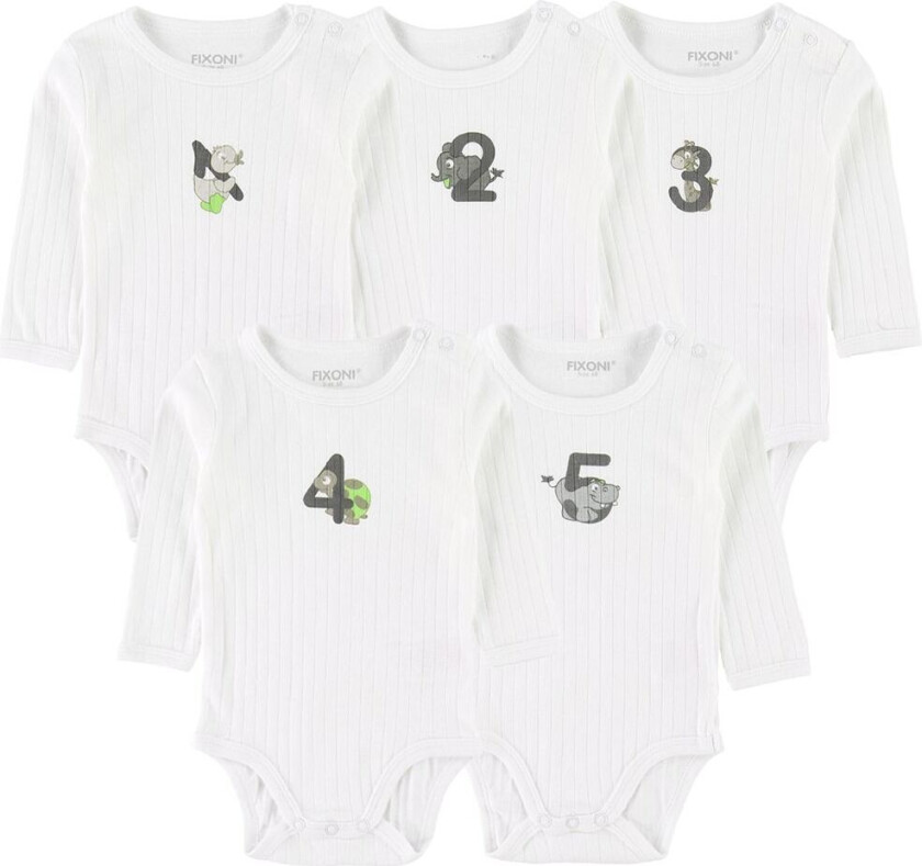 Bodyer L/æ - 5-pack - Hvit - - 68 - Langermet Body