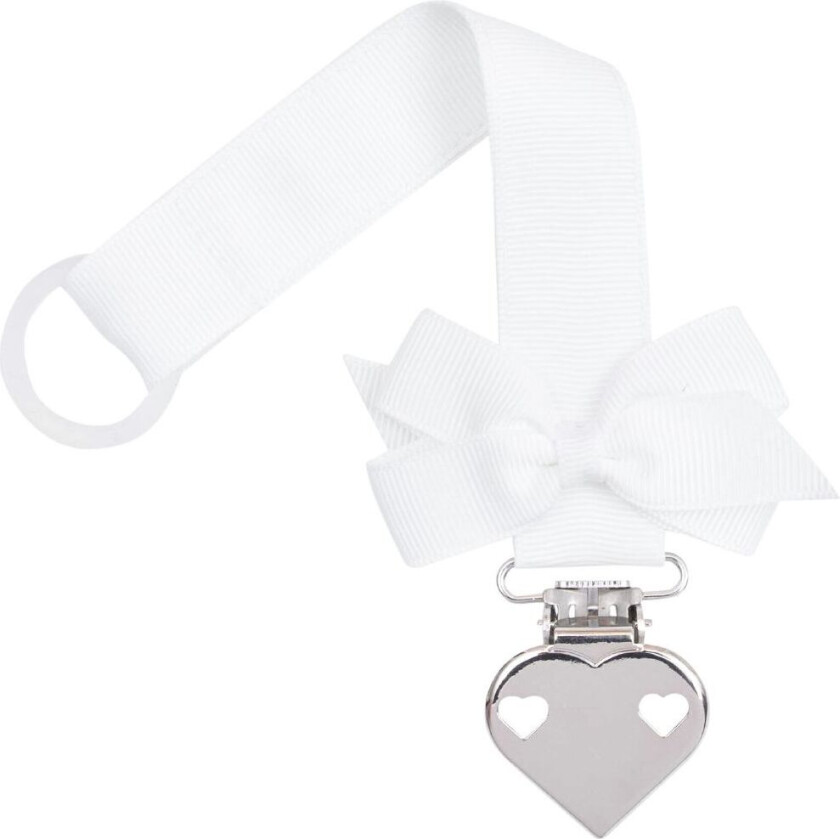 Snor Til Smokk - Hvit m. Sløyfe/Hjerte - - OneSize - Smokkebånd