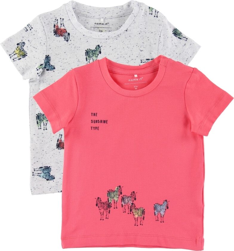 T-shirts - 2-pack - NbmJefiko - Calypso Coral - - 68 - T-skjorte