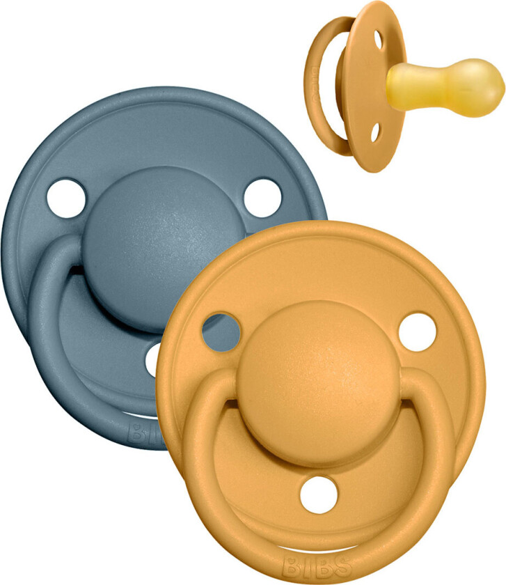 De Lux Smokker - Str. 2 - 2-pack - Rund - Mustard/Petrol - - 6-18 md - Smokk