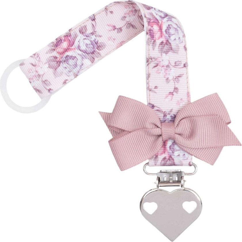 Smokkesnor - Blomstrete m. Sløyfe/Hjerte - - OneSize - Smokkebånd