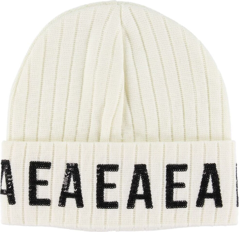 Strikkelue - Ull - Krem m. Paljetter - - 8-12 år (128-152) - Lue