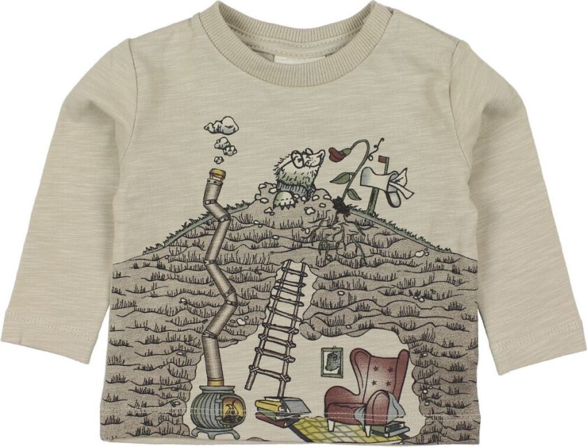 Genser - Gate - Brun Melert m. Trykk - - 50 - Genser