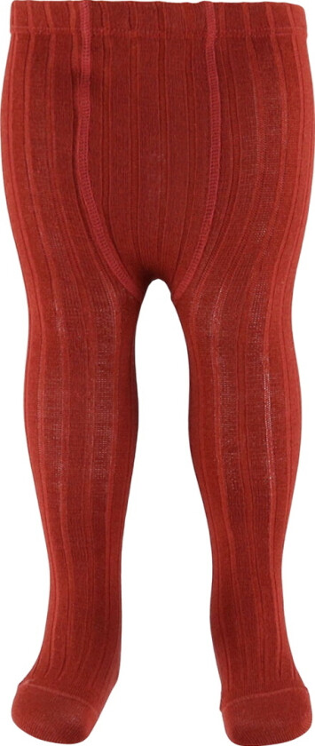 Strømpebukser - Ull/Akryl - Rib - Mursteinsrød - - 11-12 år (146-152) - Strømpebukser