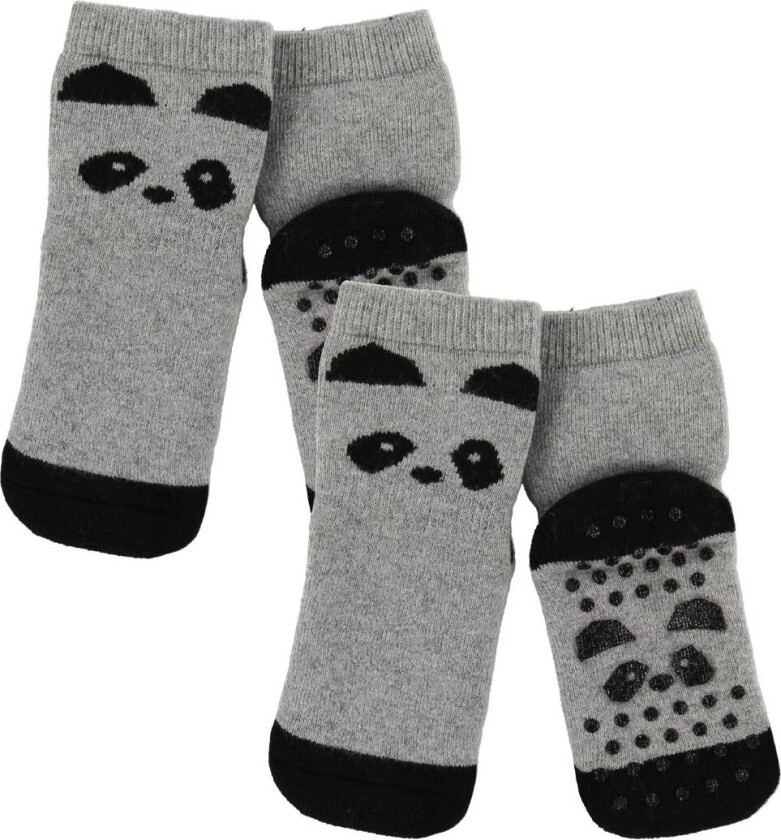 Sokker - Anti-Skli - 2-pack - Nellie - Panda Grey Melan - - 17/18 - Sokker