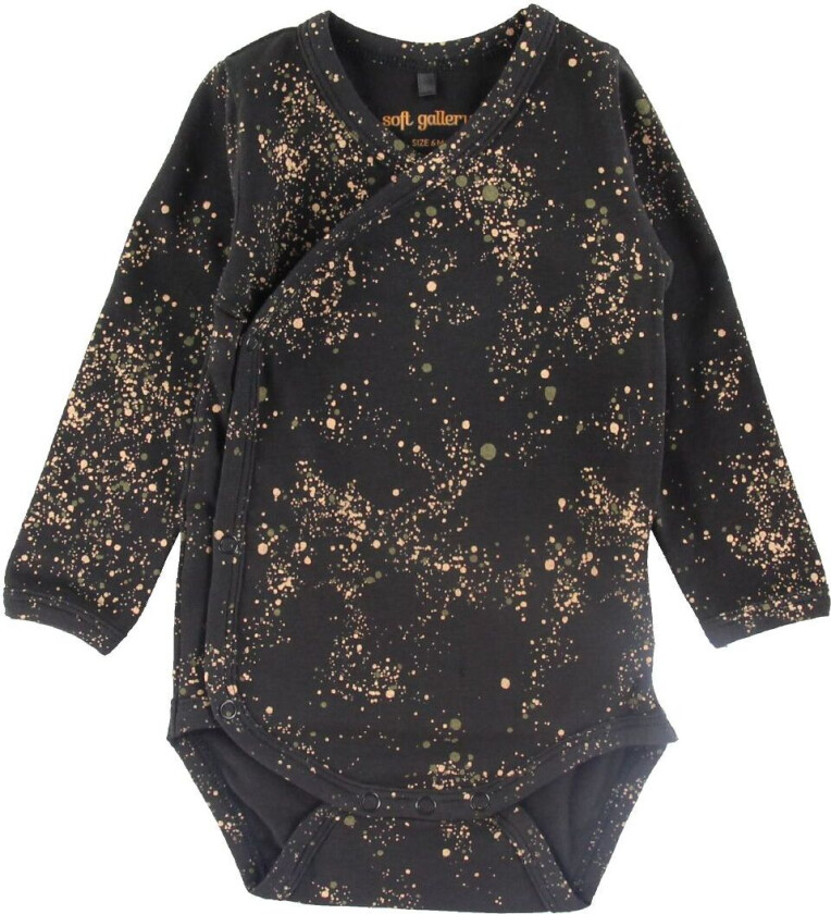 Omslagsbody L/æ - Niki - Mini Splash - Jet Black - - 1 år (80) - Langermet Body