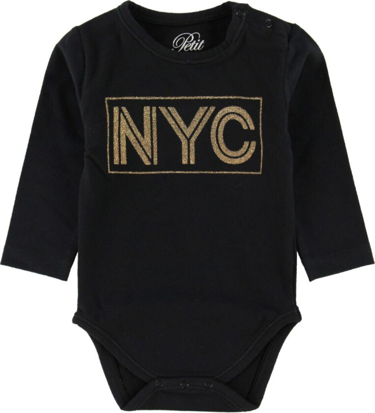 Petit by Sofie Schnoor Body L/æ - NYC - Svart m. Glitter - Sofie Schnoor - 68 - Langermet Body