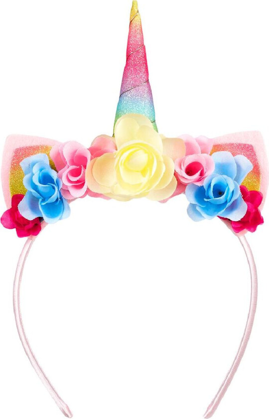 Kostymer - Hårbøyle m. Blomster - Enhjørning - Pastel/Re - - OneSize - Kostymer