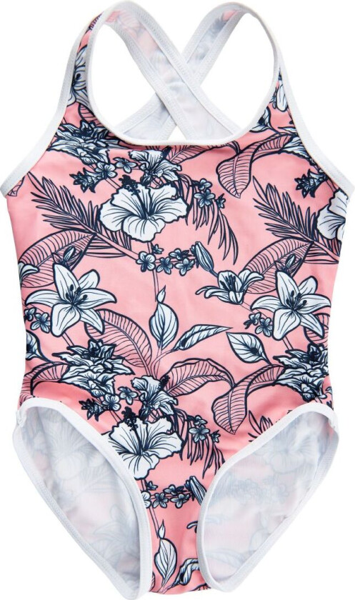 Badedrakt - Rosa Glasur m. Blomster - - 80/86 - Badetøy