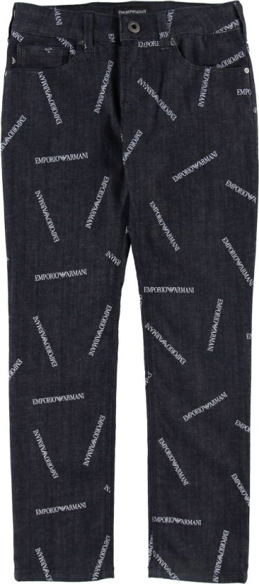 Jeans - Navy m. Allover Trykk - - 8 år (128) - Jeans