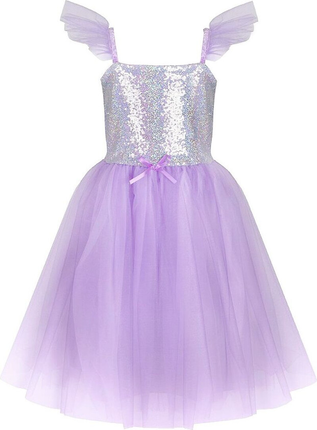Kostymer - Kjole m. Paljetter - Lilla - - 5-6 år (110-116) - Kostymer