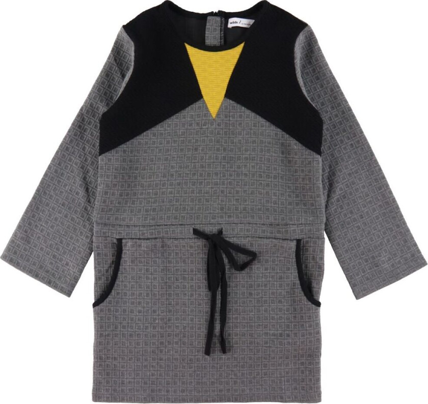 Kjole - Wilde - Grå m. Svart/Gul - - 10 år (140) - Kjole
