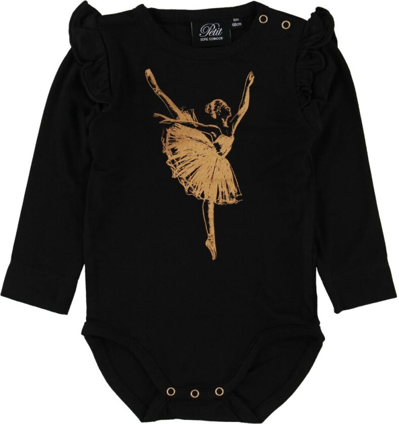 Petit by Sofie Schnoor Body L/æ - Dicte - Svart m. Ballerina - Sofie Schnoor - 56 - Langermet Body